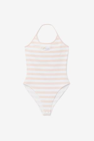 FILA Catalina Halter Bodysuits Pink / White,Womens Clothing | CA.XBPYUH594